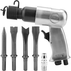 Compressed Air Hammer Kit 1/4 Inch 150 mm Industrial Air Hammer Powerful Handle Straight Air Chisel Pneumatic Hammer Shovel Tool