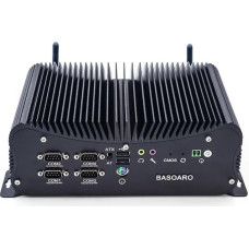BASOARO Robust Industrial PC Mini PC i7 Mini Computer Win 11 Core i7 10510U, Gigabit RJ45 LAN, Dual HD VGA Displays, 16GB RAM 256GB SSD, GPIO, 6 RS232 COM, Dual Band WiFi, BT