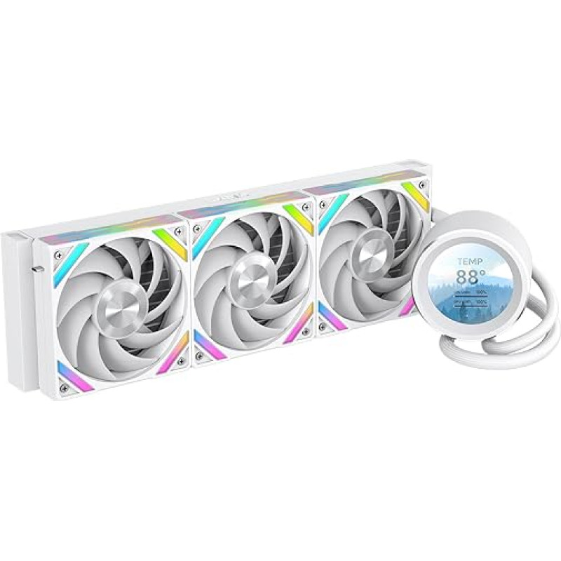 SAMA Q60 360 mm AIO-CPU-Flüssigkeitskühler, 2,8 Zoll LCD-Display, leise FDB-PWM-Lüfter, Hochleistungspumpe, kompatibel mit Intel LGA 1700/1851/1200/115X/2011/1366 und AMD AM5/AM4 - Weiß