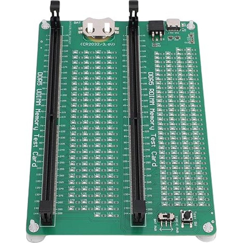 RAM-Speichertesterkarte, DDR5-Diagnoseanalysator mit LED-Anzeige für UDIMM und RDIMM, Schnelltesttool für Desktop-PC-Server