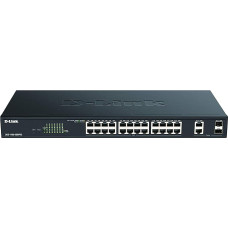 D-Link DGS-1100-26MPV2/E 26 prievadų Gigabit Max PoE išmanusis komutatorius (26 x 10/100/1000 Mbps, iš jų 24 PoE prievadai ir 2 kombinuotieji prievadai) - tik ES maitinimo laidas