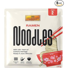 LEE KUM KEE Ramen makaronai - švelnios ir glotnios tekstūros azijietiški Ramen makaronai, klasikiniai Ramen sriuboms ir maišytiems patiekalams, pusiau sausi makaronai, dvi porcijos pakuotėje, 6 x 180 g pakuotė