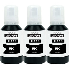 Supply Guy Ink Pigment Black Compatible with Epson 113 for EcoTank ET-5850 ET-5800 ET-5150 ET-5170 (3 x 127 ml Ink Bottles)
