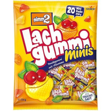 nimm2 Lachgummi Minis - 1 x 258g (20 Mini Packs) - Fruit Gum with Fruit Juice and Vitamins - Individually Wrapped Candy Bags