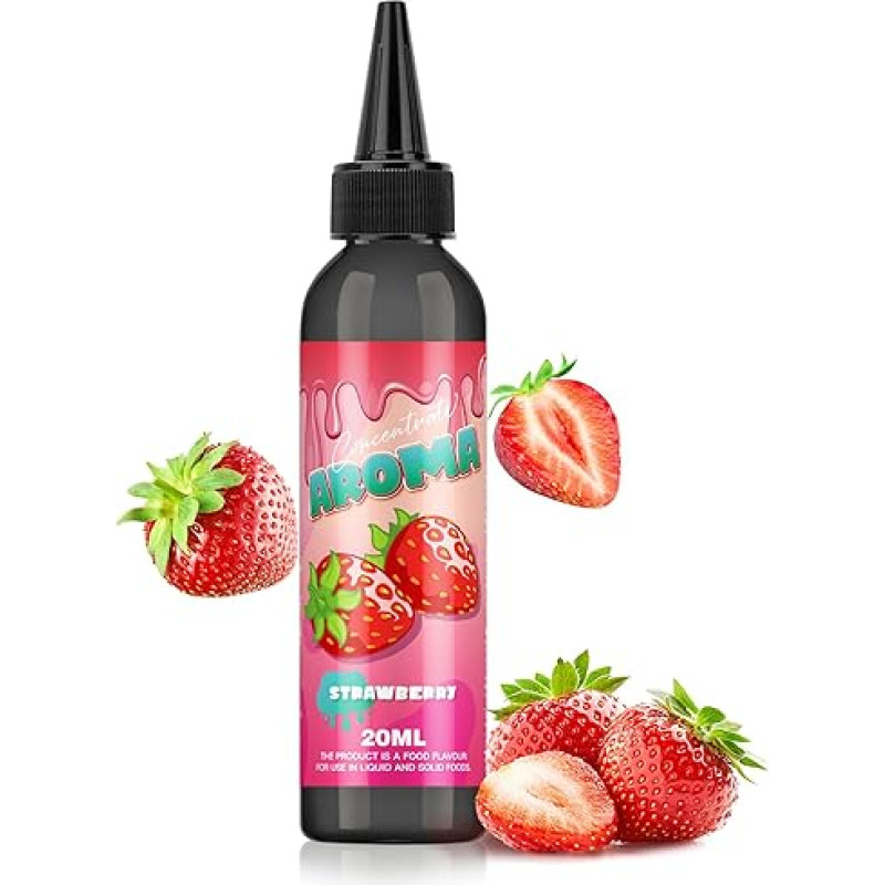 FURUN Braškių aromato koncentratas 20 ml didelės dozės maisto kvapiosios medžiagos 120 ml buteliuke, lengvai maišomas, skirtas kepimui, maistui ir gėrimams gaminti
