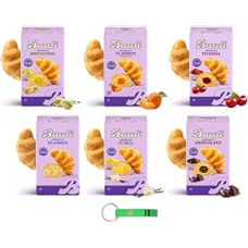 Bauli Cornetti Croissant Test Pack Brioche Cake 100% Italian 6 Different Flavours (Pack of 35 Croissants) + Beni Culinari Free Keyring