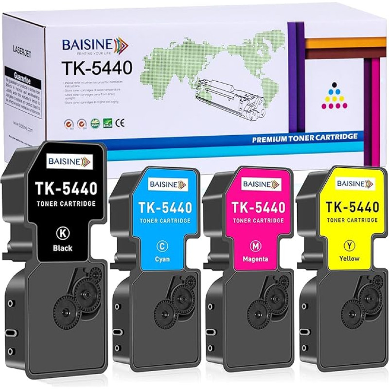 BAISINE suderinamas su Kyocera TK5440 TK-5440 Toneris, skirtas Kyocera Ecosys MA2100 MA2100cfx MA2100cwfx MA2100cwfx PA2100 PA2100cwx PA2100cx TK-5440K TK-5440C TK-5440M TK-5440M TK-5440M TK-5440M TK-5440M 440YY(44 pakuotės juodos spalvos)