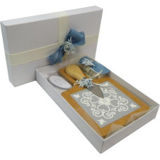 Vestuvių jubiliejaus įpakuota dėžutė Majolika pjaustymo lentos sūrio rinkinys