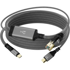 Ethernet + 100 W PD į USB-C adapterį (1,8 metro), 1 Gbps Gigabit Type C to RJ45 LAN tinklo adapteris su maitinimo tiekimu - suderinamas su nešiojamaisiais kompiuteriais, MacBook Pro/Air, Dell XPS, iPad Pro,