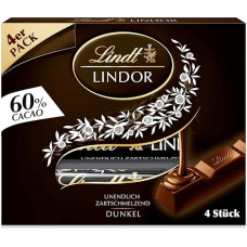 Lindt Chocolate | LINDOR Sticks 60% Cacao | 100 g | 4 Chocolate Sticks Made of 60% Cocoa Bitter Chocolate with Delicate Melting Filling | Chocolate Stick