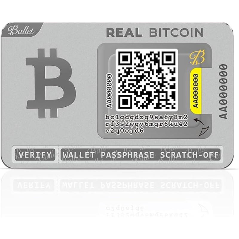 Baletas REAL Bitcoin - kriptovaliutos fizinė piniginė, skirta Bitcoin ir kitoms kriptovaliutoms, nerūdijančio plieno