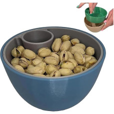 Dviejų kamerų pistacijų dubenėlių rinkinys su kriauklių laikikliu - aukščiausios kokybės užkandžių dubenėlis riešutams, sėkloms ir kriauklėms, stilingas stalo užkandžių dubenėlis, taupantis vietą ir lengvai valomas