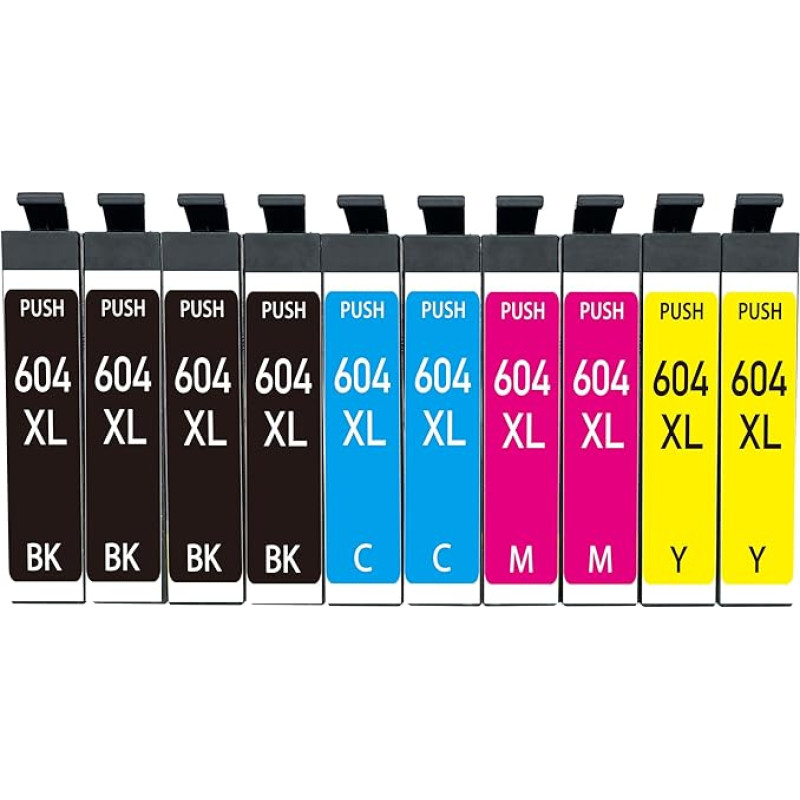 604XL spausdintuvo kasetės, suderinamos su Epson 604 604XL, skirtos Expression Home XP-2200 XP-2205 XP-3200 XP-3205 XP-4200 Workforce WF-2910 WF-2930 WF-2935 (4 juodos, 2 žydros, 2 purpurinės, 2 geltonos)