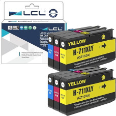 LCL suderinama rašalo kasetė 711XL 711 XL (žydra, purpurinė, geltona), skirta HP Designjet T120, T520, T530 - atspari dėmėms, šviesai, atspari vandeniui