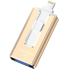 USB Flash Drive for iPhone, 256 GB, MFi Certified with Lightning Type A, Type C and Micro USB, Compatible with iPhone, iPad, Android and PC, Fast USB 3.0, Extend Photos, Documents and Videos