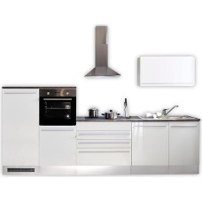 Stella Trading 4 Modern Kitchen Units without Electrical Appliances in White High Gloss - Spacious Fitted Kitchen with Lots of Space and Storage Space - 320 x 200 x 60 cm (W x H x D)