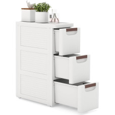 Siaura vonios kambario spintelė, šoninė spintelė su 3 stalčiais, 42 x 19 x 56,5 cm, skirta vonios kambariui, svetainei, valgomajam, virtuvei, moderni, balta