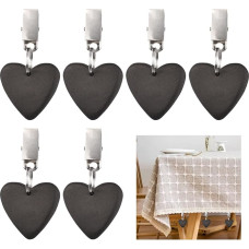 MOROBOR Tablecloth Weight Clips, Heart Shaped Tablecloth Weights with Stainless Steel Clips for Outdoor, Picnic, Family, Dinner, Table Decoration, Black, 6 Pack