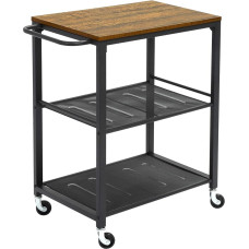 Meerveil Küchenwagen, Servierwagen auf 4 Rollen Bremse und 3 Böden , Küchenregal mit Metallrahmen, Handlauf Design Rollwagen für Küche und Wohnzimmer, 60 x 40 x 78,5 cm, Industriestil