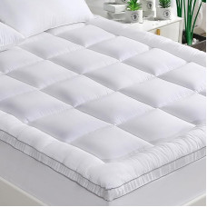 GRT Mattress Topper 120 x 200 cm, Mattress Protector Fitted Sheet Mattress Topper with Bamboo Fibre Top and 3D Snowflake Filling, Suitable for Box Spring Beds up to 30 cm Height