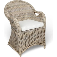 BURI Rattan Chair with Seat Cushion, 84 x 63 x 66 cm, Grey Wicker Chair, Dining Room Chair, Furniture, Living Room, Conservatory, Lounge Chair, Braided with Cushion