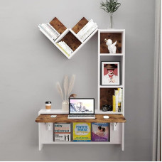 Pmnianhua Wall Desk, Hinged Dressing Table, Wall Mounted Desk for Wall, Laptop, Bedroom, Studio, Small Space(Rustic Brown)