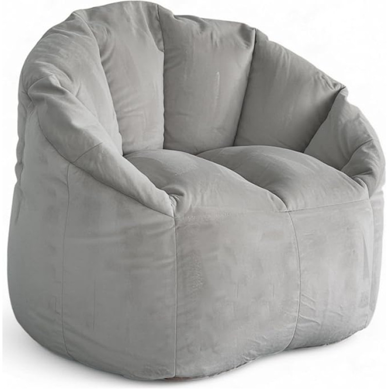 Aiire Prabangus Bean Bag sofa suaugusiems - Relaxo Bean Bag kėdė dizainas su pildymo Cuddly kampe - modernus Bean Bag kėdė mergaitėms ir vaikams, pagamintas iš aksomo pilka