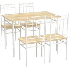 Valgomojo stalas su 4 kėdėmis Virtuvės stalo komplektas valgomajam Virtuvė Svetainė Bukas