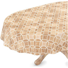 Skalbiama staltiesė Ovalus 140 x 180 cm Nupjautas kraštas Kaleidoskopas Smėlio spalvos Lengva priežiūra