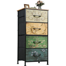 WLIVE Chest of Drawers with 4 Drawers Made of Fabric, Chest of Drawers for Bedroom, Chest of Drawers Living Room with Sturdy Steel Frame, Bohemian