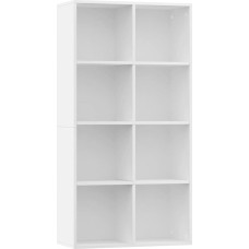 vidaXL šoninė knygų spinta, knygų spinta su 8 skyriais, kubo lentyna, stovinti lentyna svetainei, biuro lentyna, dokumentų pildymo lentyna, balta medžio medžiaga