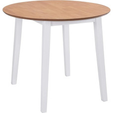 vidaXL Drop-Leaf Dining Table Round MDF White Space Saving Kitchen Furniture