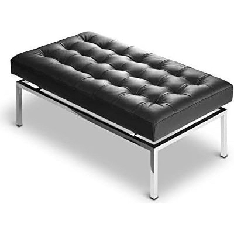 NEUERRAUM mažas juodas odinis suoliukas Ilgis 109 cm Sėdynės aukštis 44 cm