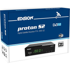 EDISION Proton S2 Full HD palydovinis imtuvas FTA (1x DVB-S2, USB WiFi palaikymas, USB, HDMI, SCART, S/PDIF, IR akis, FTA juoda) [iš anksto užprogramuotas Astra]