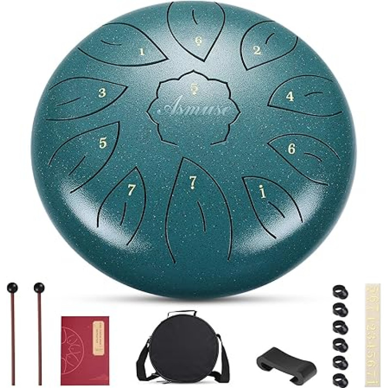 Asmuse liežuvio būgnas, 10 colių 11 tonų C Major plieno liežuvio būgnas, esminis būgnas, plieninis rankinis būgnas, skirtas meditacijai, pramogoms, koncertinei jogai, su kelioniniu krepšiu