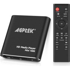 AGPTEK Mini 1080P Full HD skaitmeninis media grotuvas Medienspieler Medienspieler mit Fernbedienung für MP3, WMA, OGG, AAC, FLAC, APE, AC3, DTS, ATRA