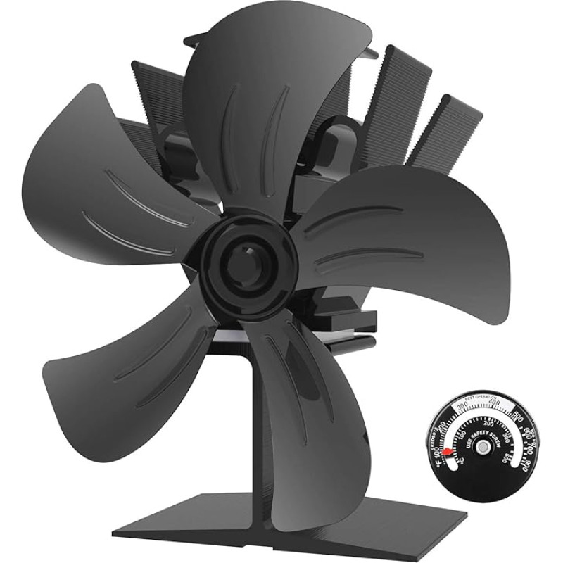 5-Blade Heat-Powered Fan for Fireplaces