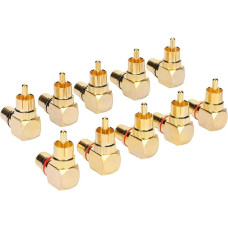 Annadue 90 Degree RCA Adapter, 5 Pairs Adapter, Male to Female, Right Angle RCA Adapter, Gold Plated