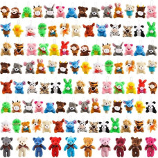 Haconba 106 Pieces Mini Stuffed Toys, Teddy Bear Toys, Small Plush Toys, Small Teddy Bear, Keychain for Kids, Birthday, Animal Theme Party, Party Favors, Children's Day Gifts