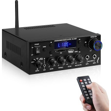 Home Audio Amplifier, KS-33BT 2 Channel Bluetooth5.0 HiFi Amplifier, RMS 60W X 2 Max 400W X 2 Stereo Amplifier Receiver W/Echo, USB/SD/AUX/BT.C/FM Microphone for Home Theater, Car, Party, Karaoke