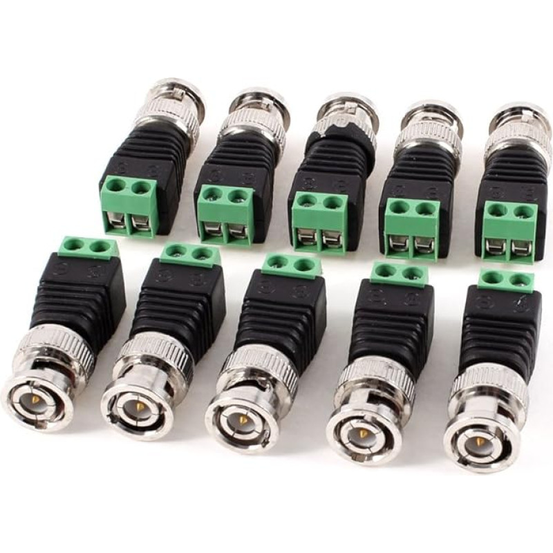 Sourcingmap® 10 Pcs Screw Terminal Coax Cat5 Cat6 to BNC Male Video Balun Connector Adapter de