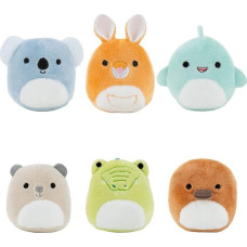 Squishville SQM0215 Plush Toys Squishmallows Down Under Squad Assortment, 2-Inch, 6-Pack, Multi-Colour