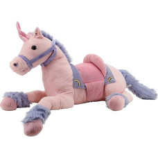 Sweety Toys Plush 6403 Rainbow Unicorn XXL Giant Unicorn Lying Down with Saddle 110 cm Pink/Purple