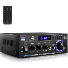 Romicta HiFi Amplifier AK45 Pro, Mini Bluetooth Stereo Audio Amplifier Receiver 12V/220V 600W 2 Channels Power Amplifier Sound Amplifier w/ FM Radio, SD/USB Card Input, for Home or Car