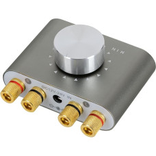 McGrey MAMP-250BT Mini HiFi Amplifier 100 Watt Ultra Compact Stereo Amplifier 2 x 50 Watt Bluetooth 5.0, Jack and USB Input Clamp Connections for 2 Speakers Grey Metallic