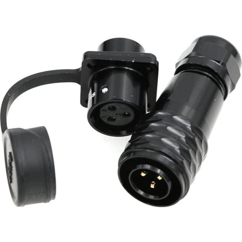 ZBLZGP Waterproof M12 Connector IP67 Push Pull Connector Weipu Panel Connector Industrial Electrical Adapter Male Female SA12 Aviation Cable Connector (3Pin 13A 250V)