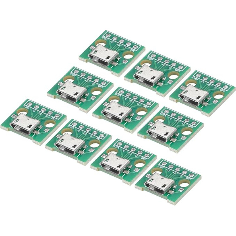 sourcing map MiCro USB to Dip Female Type B 5pin Adapter Board Solderable Female 10pcs