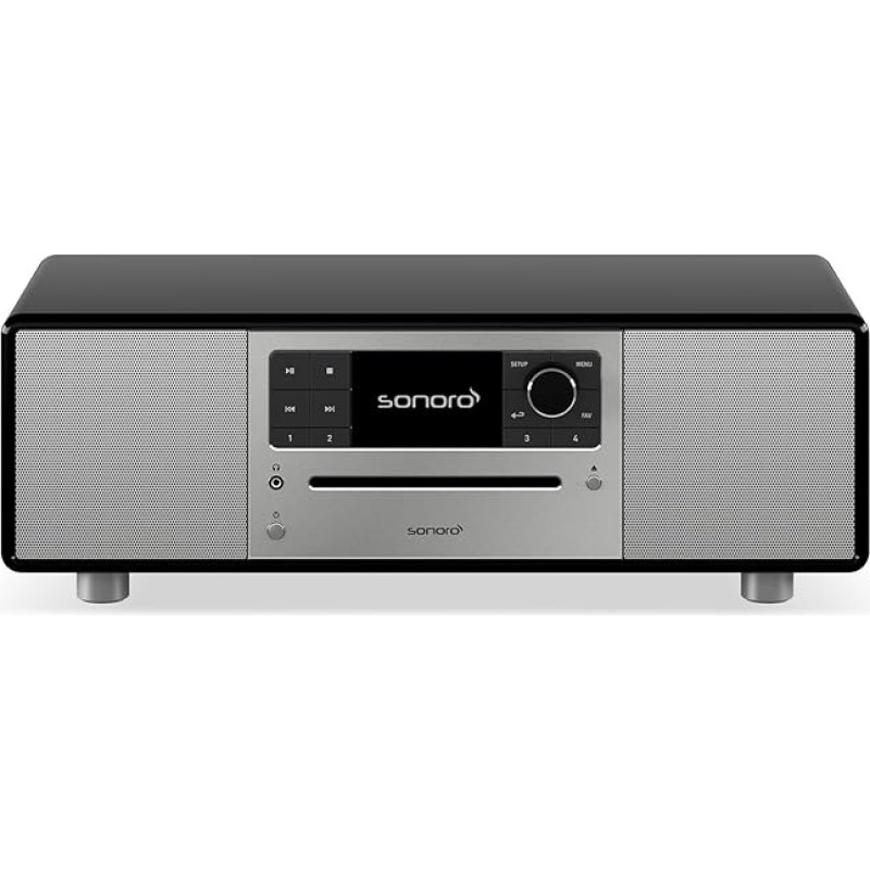 sonoro Prestige Compact System with CD Player, Bluetooth and Internet Radio (FM, Wi-Fi, DAB Plus, Spotify, Amazon, Deezer) Black