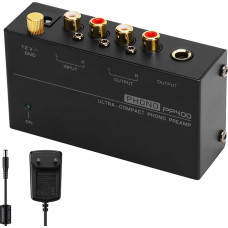 Phono Preamplifier Phonograph M/M with Power Switch: Nizirioo Audiophile M/M Phono Preamp for Turntable RCA Input & Output Preamplifier Phono with Level 12V 1A Power Adapter - Black