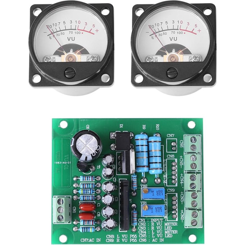 VU Meter Board 2x VU Meter Warm Warm Light Recording + Audio Level Amplifier with Driver Board